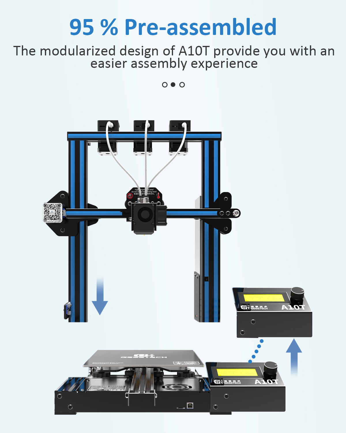 GIANTARM A10T 3-Color 3D Printer with Resume Printing