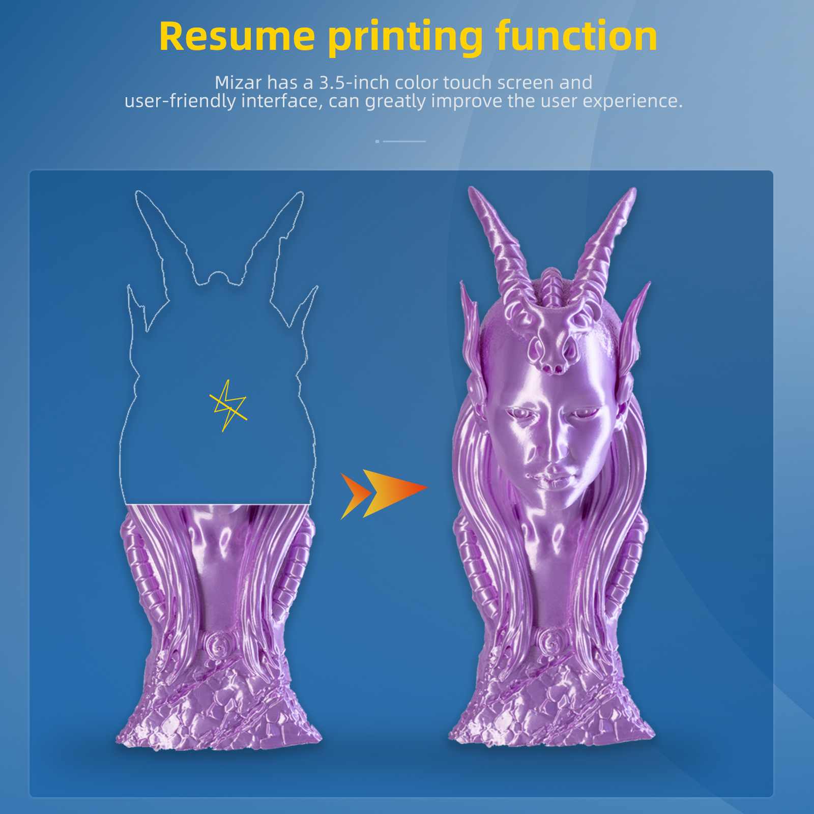 Mizar FDM 3D Printer with Touch Screen