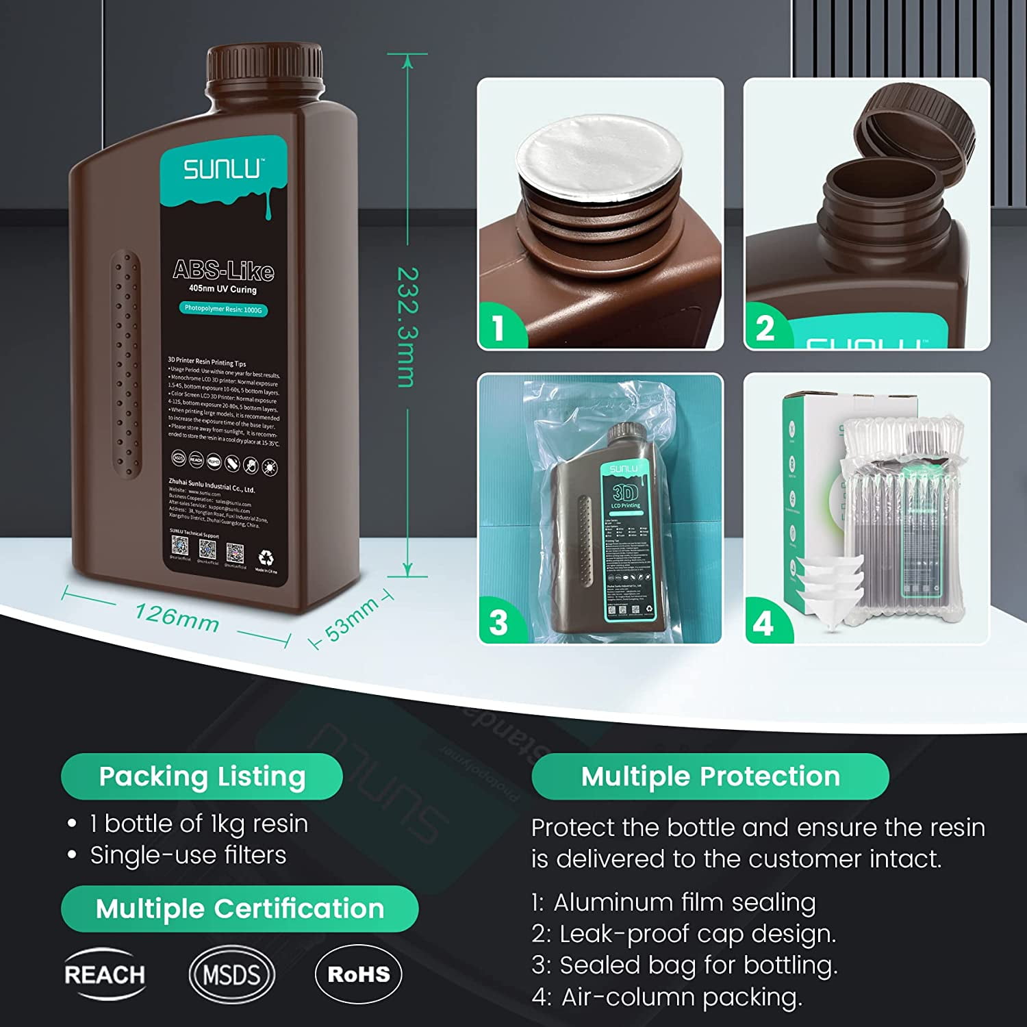 Fast-curing 1KG ABS-like 3D printer resin
