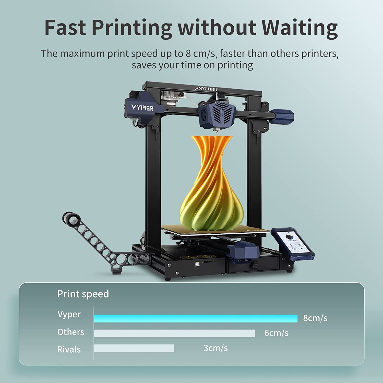 3d printer,Anycubic Vyper Auto Leveling Upgrade Fast FDM Printer,9.6" x 9.6" x 10.2" Printing Size