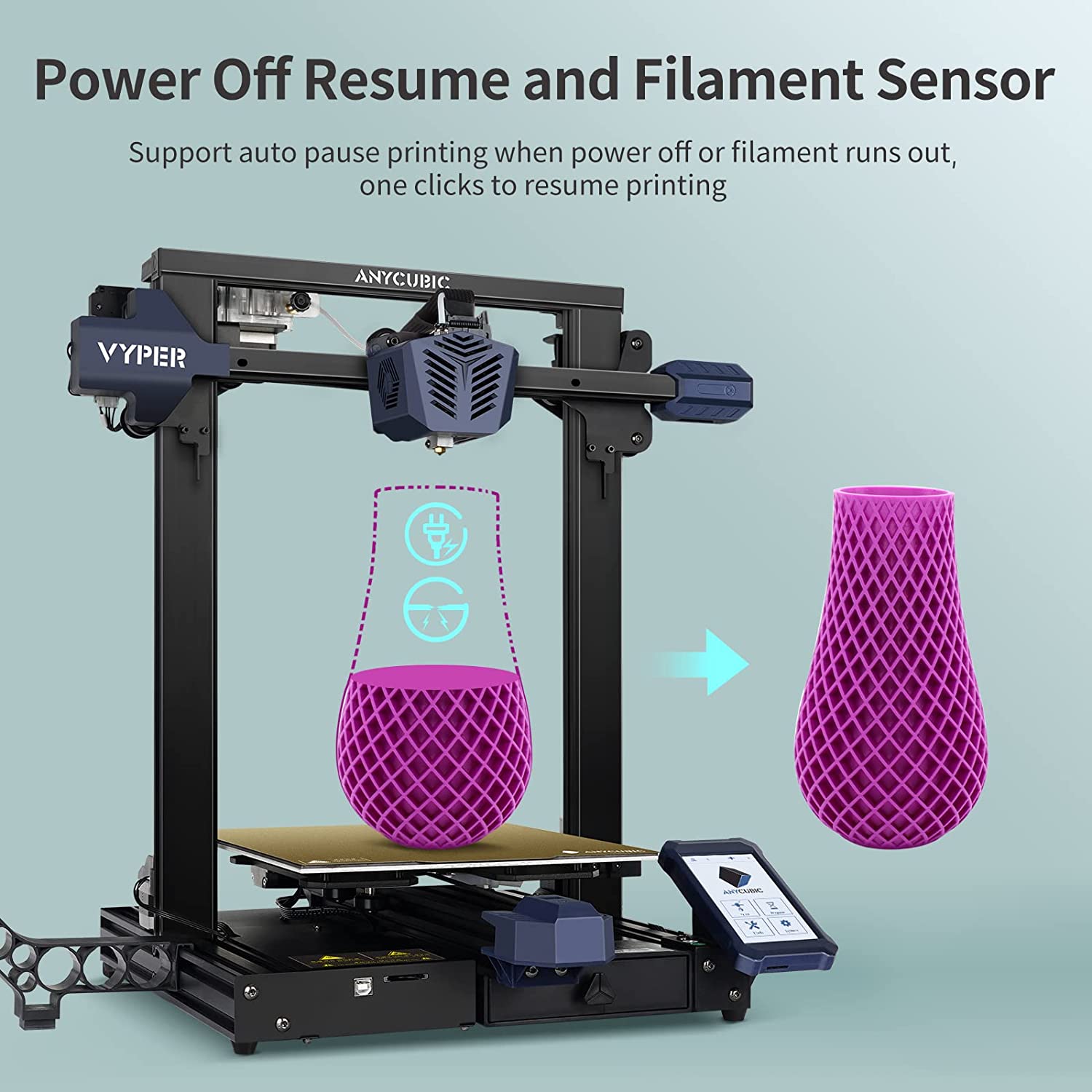 3d printer,Anycubic Vyper Auto Leveling Upgrade Fast FDM Printer,9.6" x 9.6" x 10.2" Printing Size