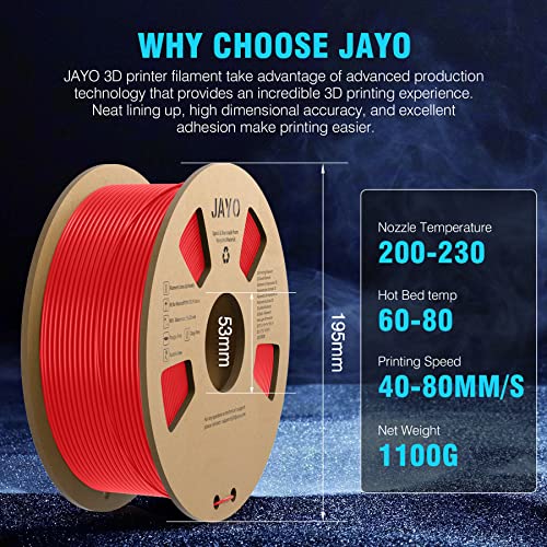 JAYO 1.75mm PLA Filament - Black, 1.1KG