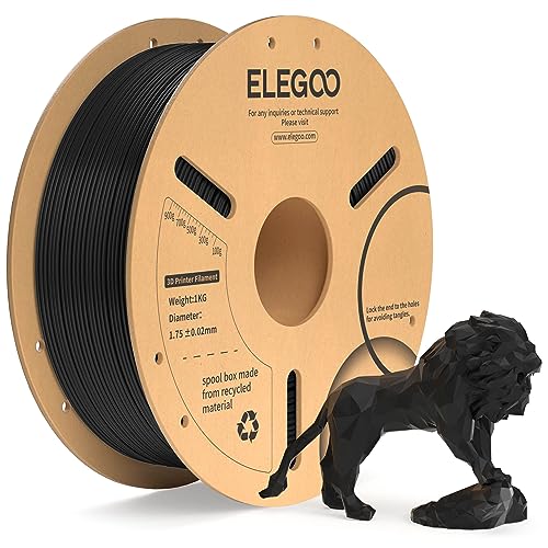 ELEGOO 1.75mm Black PLA+ Filament, 1KG