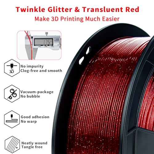 ZIRO Twinkling Red PLA Glitter Filament 1.75mm