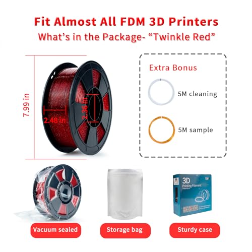 ZIRO Twinkling Red PLA Glitter Filament 1.75mm