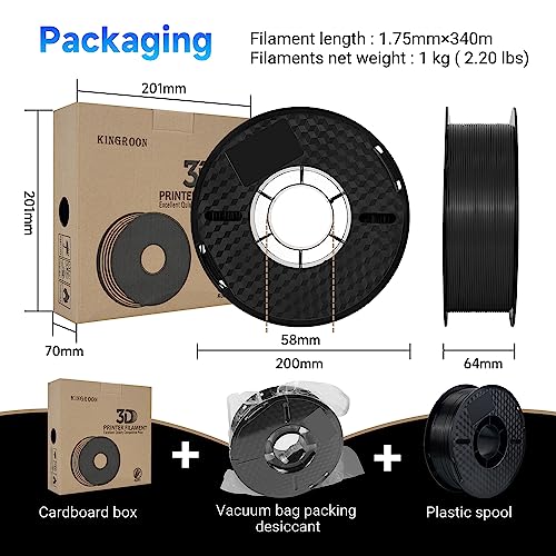 Kingroon 1.75mm ABS Black Filament 1kg Spool