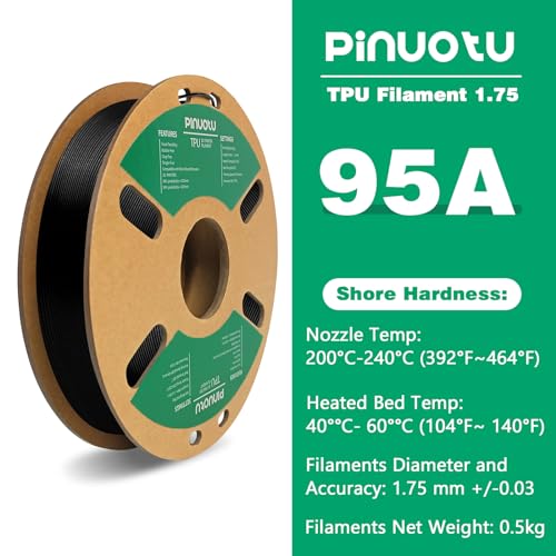 Pinuotu 1.75mm TPU 3D Printer Filament - Black