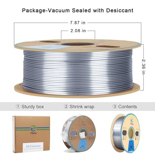 YOUSU Silk PLA Filament 1.75mm - Shiny Silver