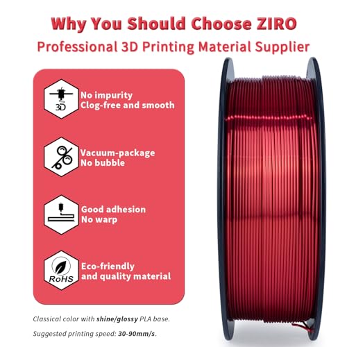 ZIRO Red Silk PLA Filament 1.75mm 1KG