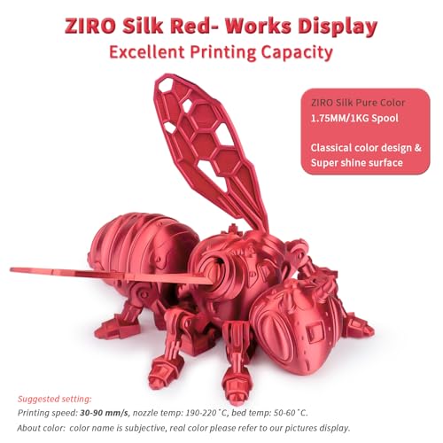 ZIRO Red Silk PLA Filament 1.75mm 1KG