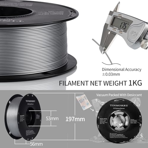 Silver Metallic PETG Filament 1.75mm, 1kg