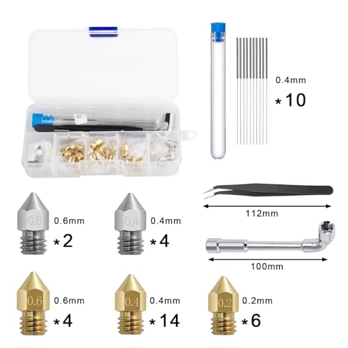 Stainless Steel 3D Printer Nozzle Kit – Multiple Sizes
