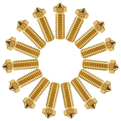 ALMOCN 15-Pack V6 Volcano Brass Nozzles 0.4mm