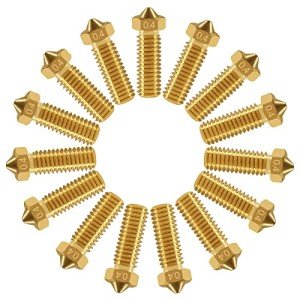 ALMOCN 15-Pack V6 Volcano Brass Nozzles 0.4mm