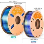 ERYONE 3D Silk PLA Filament 1.75mm, Multicolor