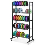 Rolling 3D Printer Filament Storage Rack - 5 Layers