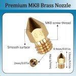 20 Pack 0.4mm Brass Nozzles for 3D Printers