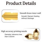 20 Pack 0.4mm Brass Nozzles for 3D Printers