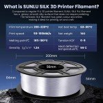 SUNLU Silk Silver PLA+ 3D Filament 1Kg