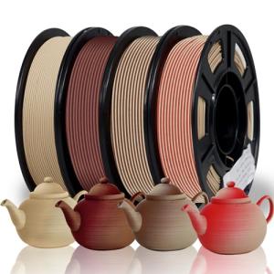 Wood Color PLA Filament Bundle - 1.75mm, 4 Pack
