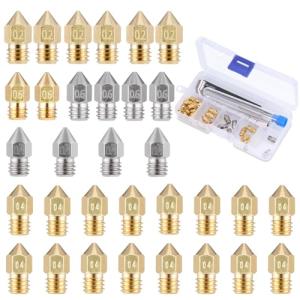 JIZZU 32Pcs 3D Printer Nozzle Set with Cleaner