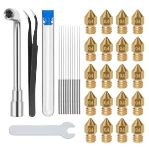 20PCS 0.4mm Brass Nozzle Kit for 3D Printers