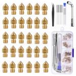 30 Pack of 0.4 mm Brass Nozzles for 3D Printers