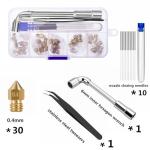 30 Pack of 0.4 mm Brass Nozzles for 3D Printers