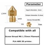30 Pack of 0.4 mm Brass Nozzles for 3D Printers
