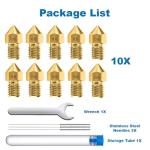 10 Pcs 0.6mm Brass MK8 3D Printer Nozzles