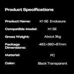 Creality K1SE Clear Acrylic Printer Enclosure