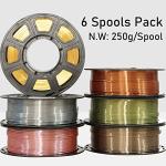 6-Pack Metallic Silk PLA Filament Bundle