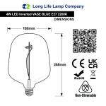 Metallic Blue 4W LED Filament Light Bulb