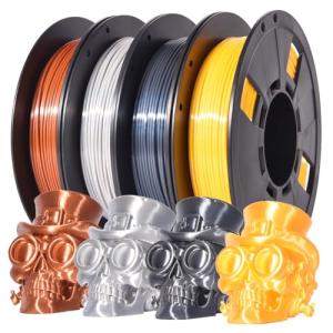 Silk PLA Filament 1.75mm - Metallic Colors 200g x 4