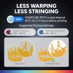 OVERTURE 1.75mm Gold PETG Filament, 1kg Spool