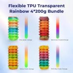 AMOLEN Multicolor Flexible TPU 3D Printer Filament Bundle
