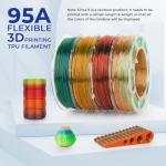 AMOLEN Multicolor Flexible TPU 3D Printer Filament Bundle