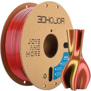3DHoJor 1.75mm Silk PLA Filament - Black Red Gold