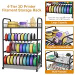 4-Tier Metal Filament Storage Rack with Wheels