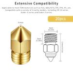 MK8 Ender 3 Brass Hotend Nozzle Kit, 20 Pcs