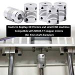 Saiper 5pcs Aluminum Flexible Couplings for 3D Printers