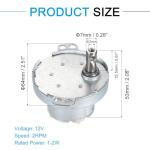 12V 2RPM Brushed Gear Motor for 3D Printers