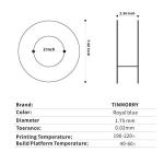 TINMORRY Royal Blue PLA Filament 1.75mm 1kg