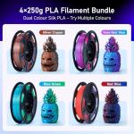 Eono 1.75mm Dual Color Silk PLA Filament Pack