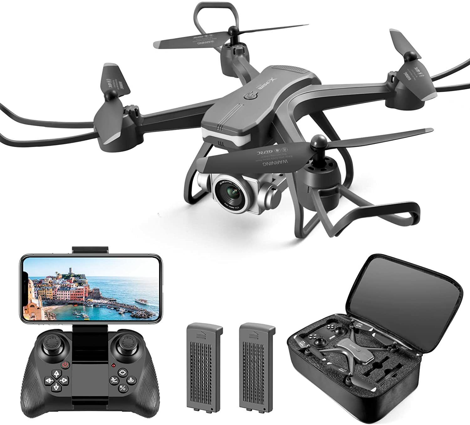 2023 New RC Drone 4k HD Wide Angle Camera WIFI FPV Drone Quadcopter + 2 Battery