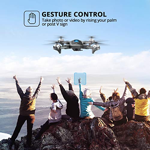 DEERC D10 Foldable Drone with Camera for Adults 2K HD FPV Live Video, Tap Fly, Gesture Control, Selfie, Altitude Hold, Headless Mode, RC Quadcopter for Beginners with 2 Batteries and Carrying Case