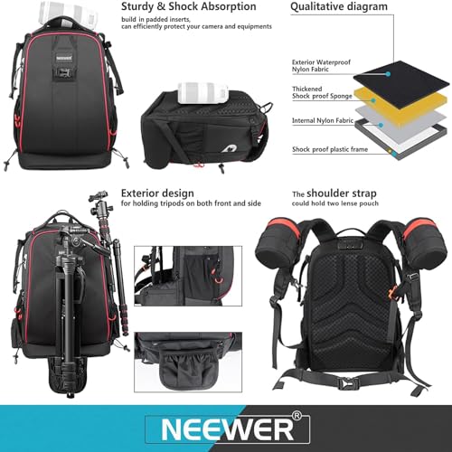Neewer Waterproof Shockproof Camera Backpack for Drones