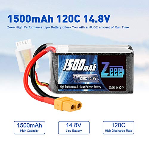 Zeee 4S 1500mAh LiPo Battery for Drones (2-Pack)