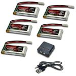 RoaringTop 5PCS 3.7V 420mAh Lipo Battery Set
