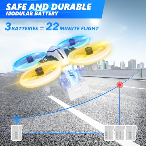 720P Mini Drone with LED Lights and 3 Batteries